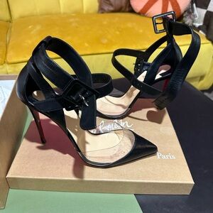 Christian Louboutin double strap ankle pump.